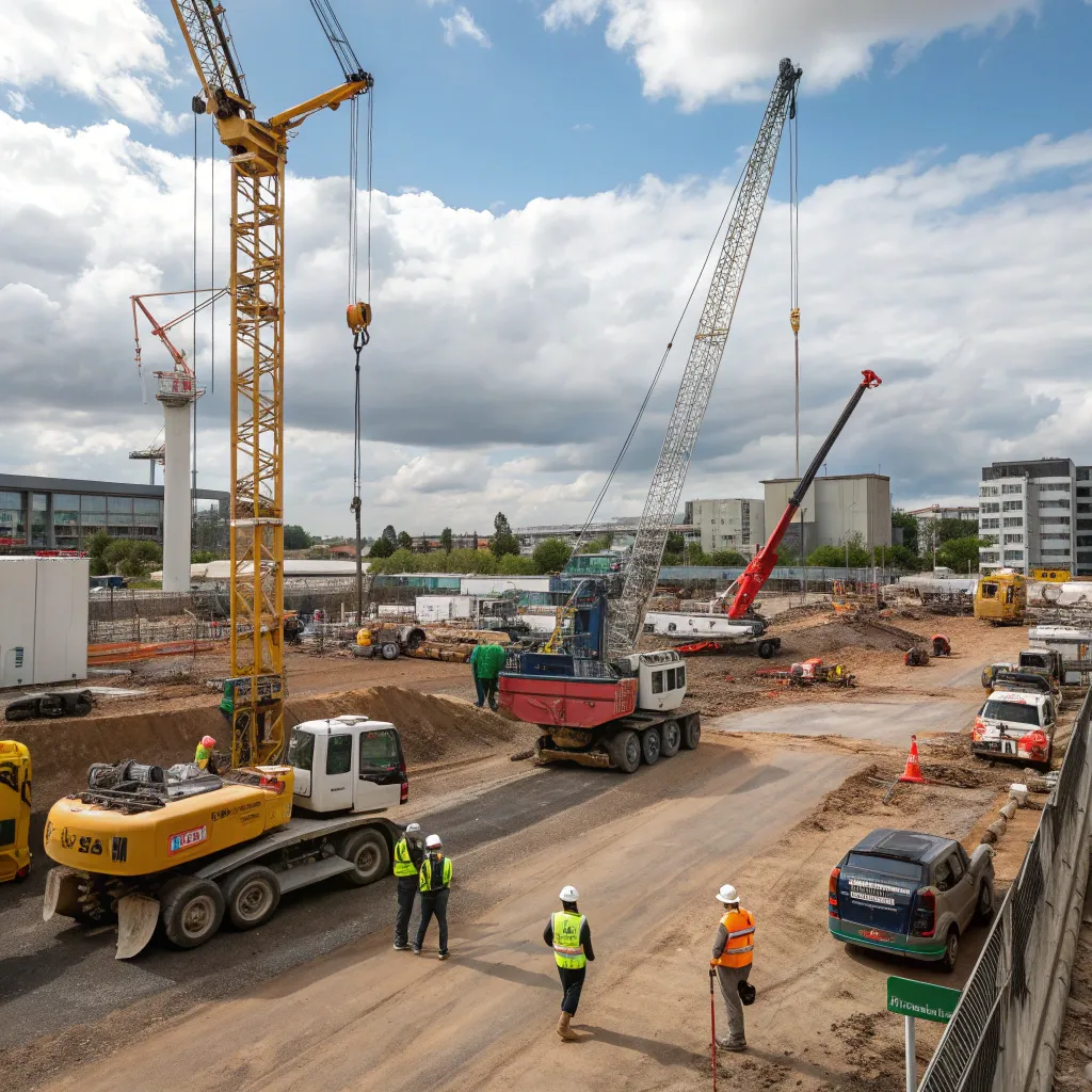 Construction site with efficient machinery